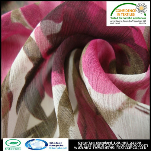 100 Recycled PET polyester 30D Chiffon yoryu printed fabrics for suit-dress